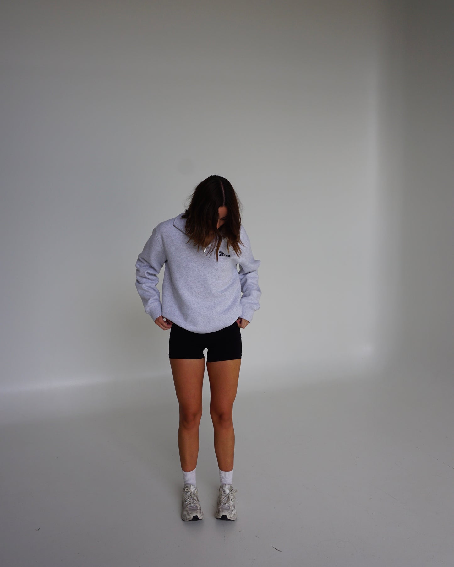core quarter zip - white marle