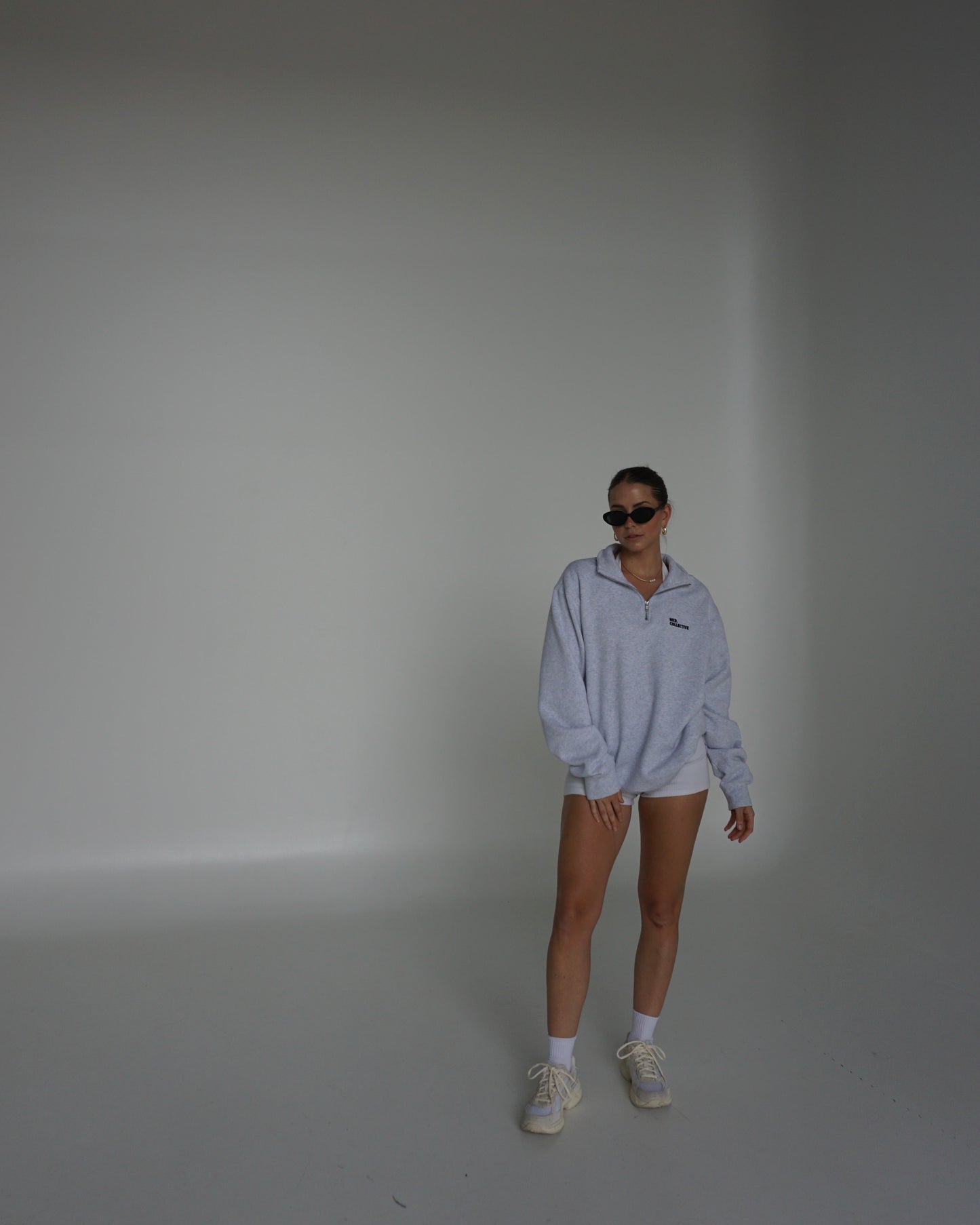 core quarter zip - white marle