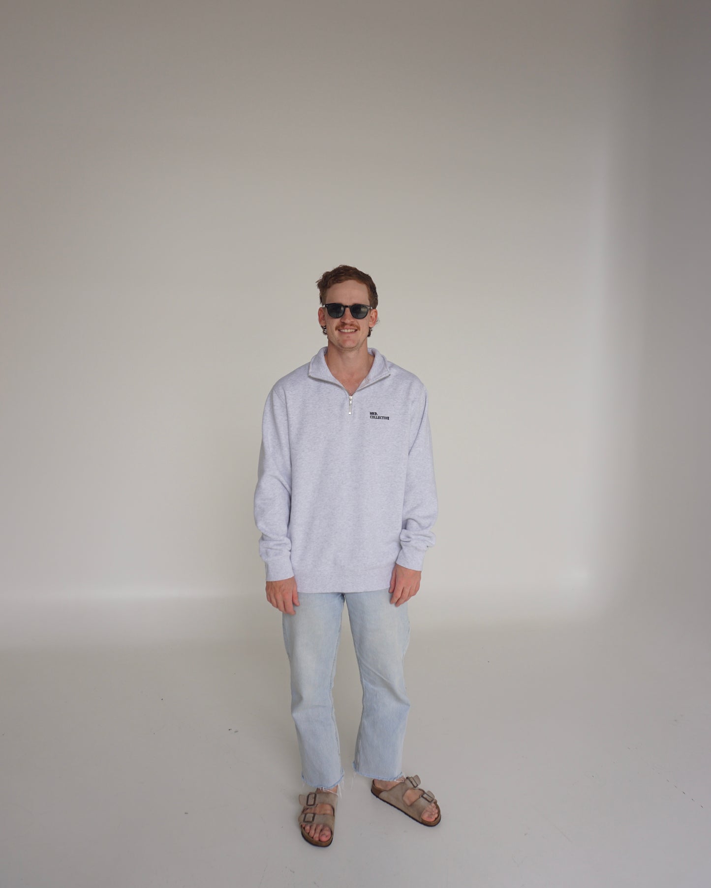 core quarter zip - white marle