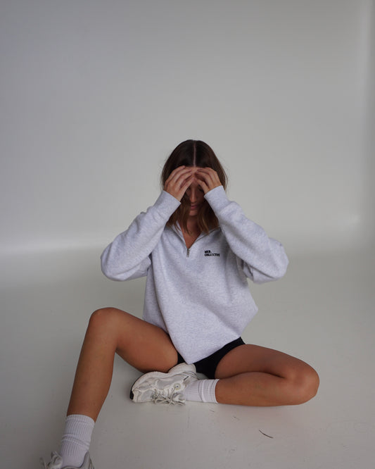 core quarter zip - white marle